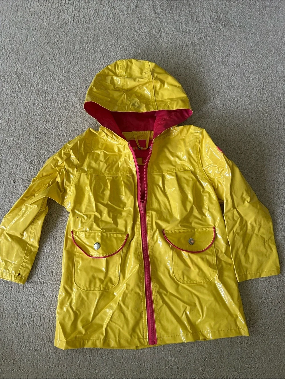 Y2K yellow girls rain jacket 4T
